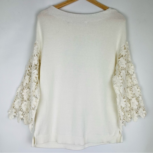 Soft Surroundings Desiree Floral Eyelet Crochet Lace Pullover Sweater Top - Picture 2 of 6
